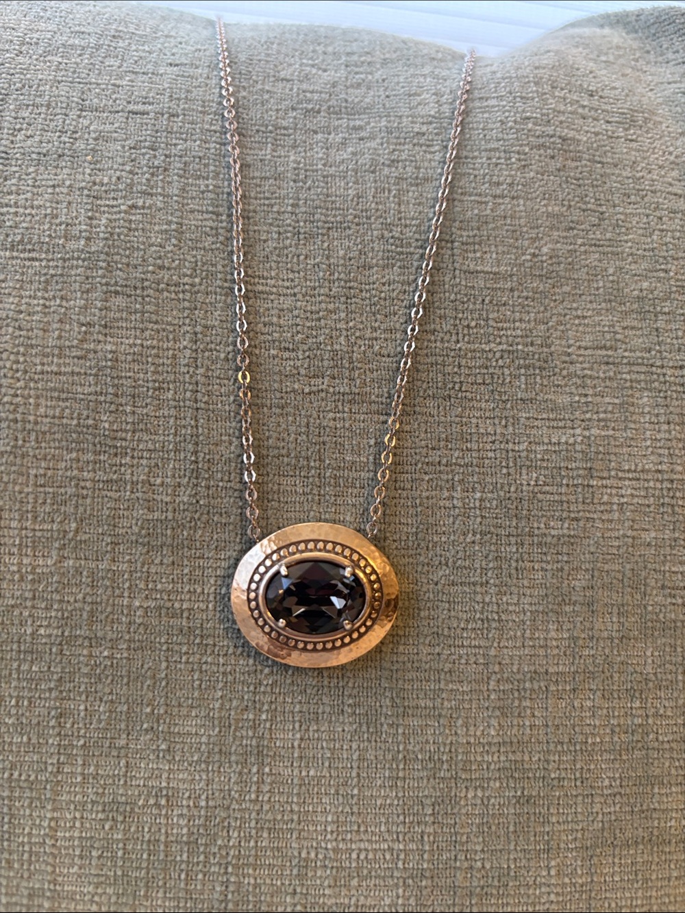 Brighton Hanmered Silver Necklace with Smoky Crystal Center